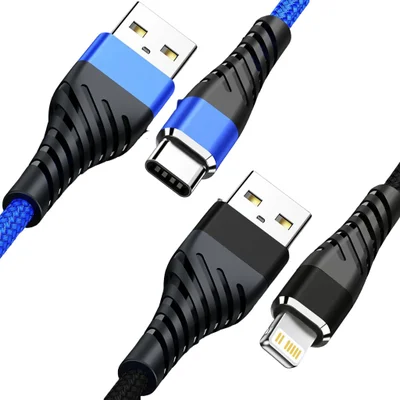 2 Cabos Carregador Tipo-c E Linghtning 2 Metros Reforçado Inova