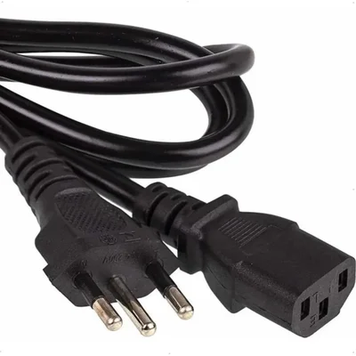 Cabo De Energia Para Computador 3 Pinos Tripolar – 1,5m, 10a, Bivolt 110v/220v