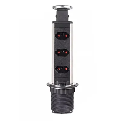 Torre De Tomada Retrátil Multiplug Embutir Mesa Granito Inox Kazalinda