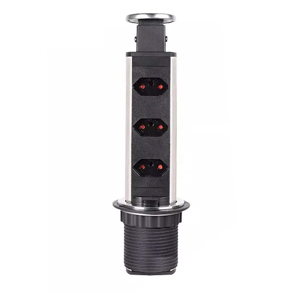 Imagem 1 de 4 do produto Torre De Tomada Retrátil Multiplug Embutir Mesa Granito Inox Kazalinda