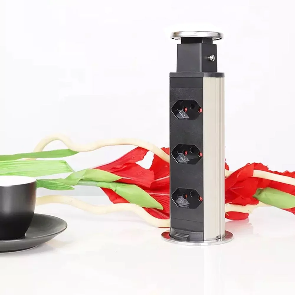 Imagem 3 de 4 do produto Torre De Tomada Retrátil Multiplug Embutir Mesa Granito Inox Kazalinda