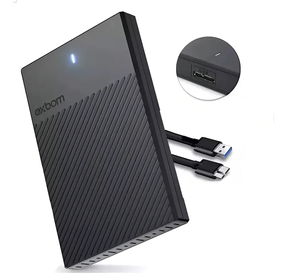 Hd Externo 500gb Slim Case 2,5 Usb 3.0 Notebook PC Tv Cor Preto