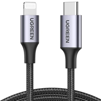 Cabo Rápido Ugreen Usb-c / Tipo C Para Lightning Pd Power Delivery Certificado C94 Mfi, Nylon (2 Metros Preto)