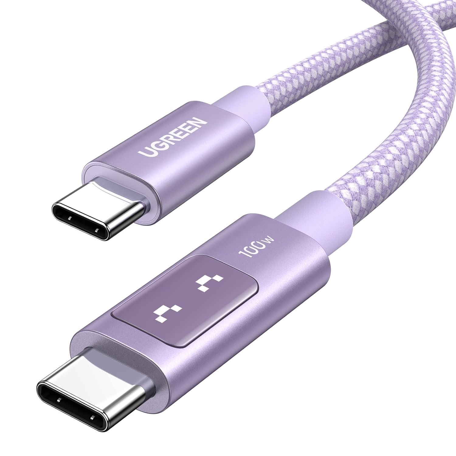 Cabo Ugreen Uno Usb-c 100w (5a/20v) Tipo C Pps Chip E-marker Carregamento Rápido (2m, Roxo, Nylon Trançado, Alumínio,)