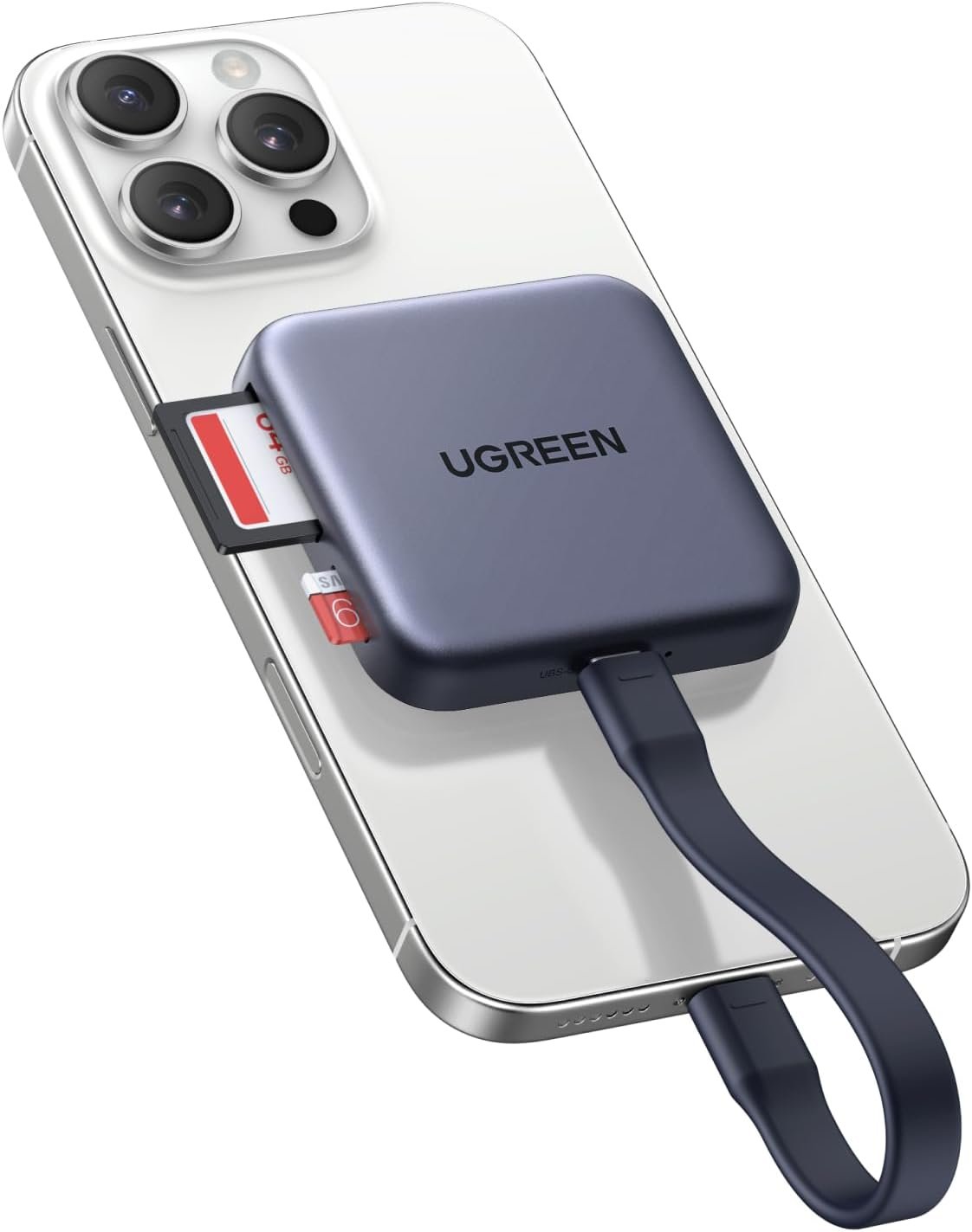 Ugreen Adaptador Magnético Leitor De Cartão Micro Sd 4.0 Uhs Ii 312mb/s Suporte Pd 100w Carregamento