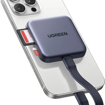 Ugreen Adaptador Magnético Leitor De Cartão Micro Sd 4.0 Uhs Ii 312mb/s Suporte Pd 100w Carregamento