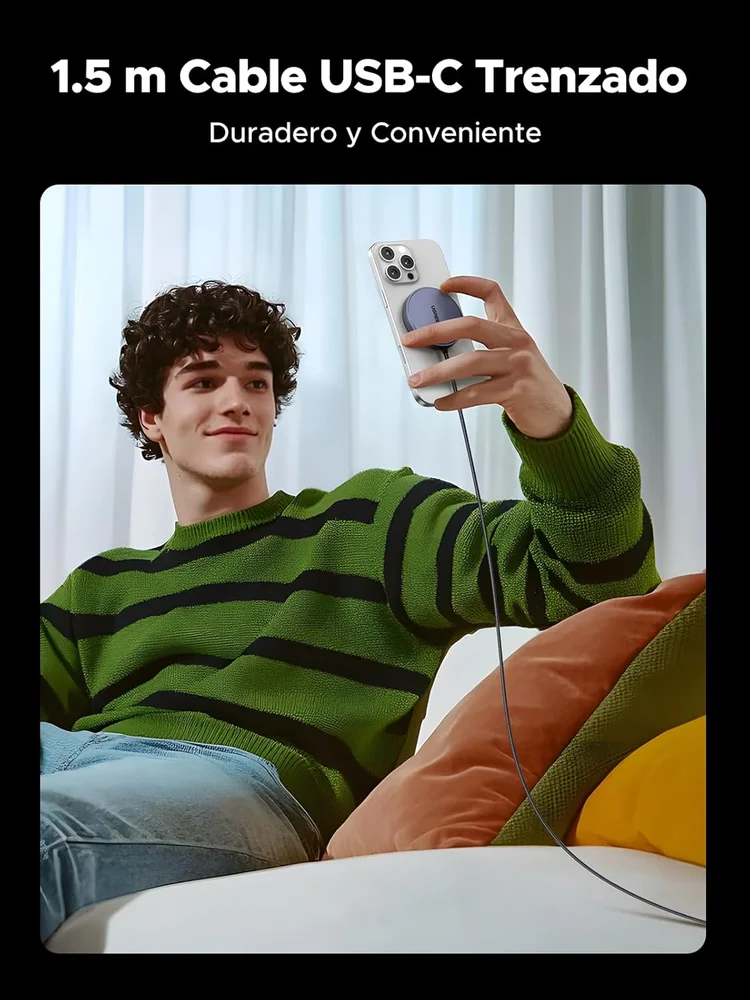 Imagem 2 de 5 do produto Carregador Ugreen Qi2 15w Magsafe Cabo Usb-c De 1,5 M, Sem Fio
