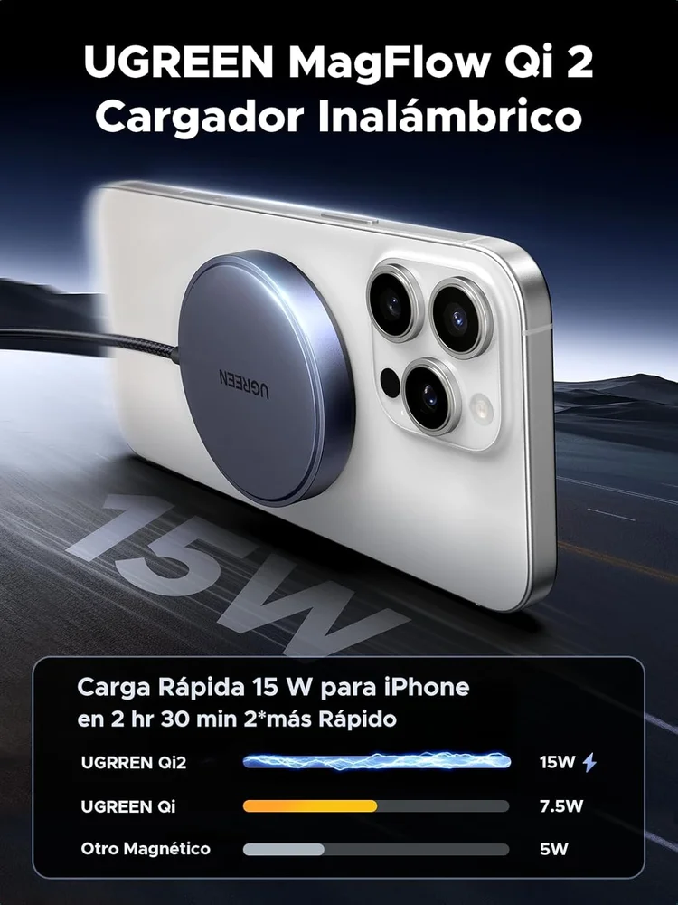 Imagem 4 de 5 do produto Carregador Ugreen Qi2 15w Magsafe Cabo Usb-c De 1,5 M, Sem Fio