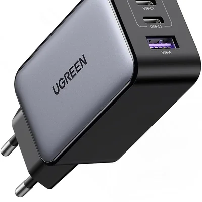 Carregador Rápido Ugreen Nexode 65w Gan 3 Portas