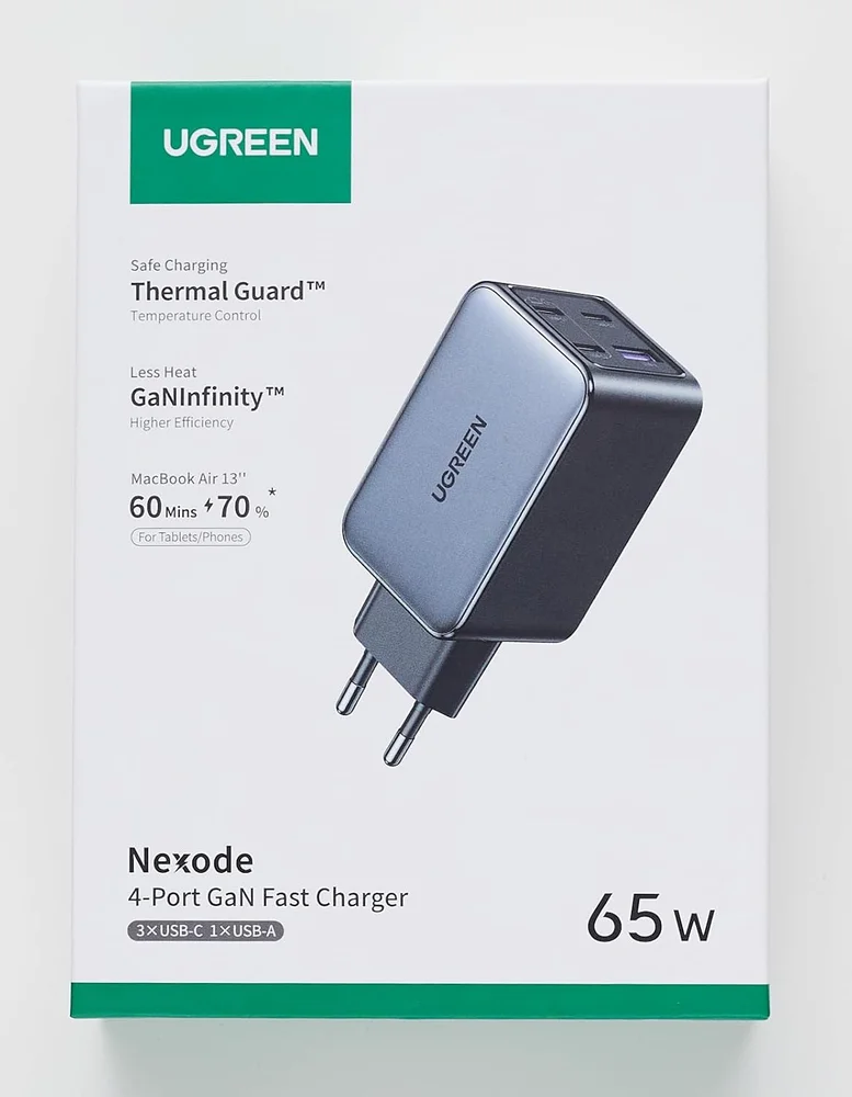 Imagem 5 de 5 do produto Carregador Rápido Ugreen Nexode 65w Ganinfinity Com (4 Portas) Múltiplos Protocolos