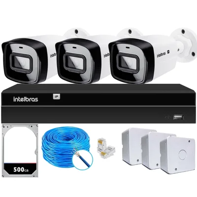Kit 3 Câmeras Ip Vipc Intelbras Nvd 1404p Hd 500gb