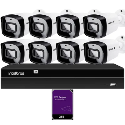 Kit 8 Câmeras Ip Vipc 1230b Intelbras Nvd 1408p Hd 2TB Purple