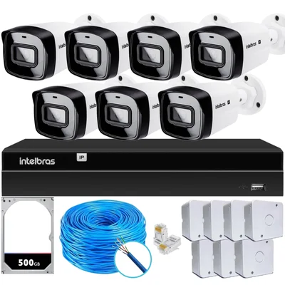 Kit Cftv 7 Câmeras Ip Vipc 1230b Intelbras Nvd 1408p Hd 500gb