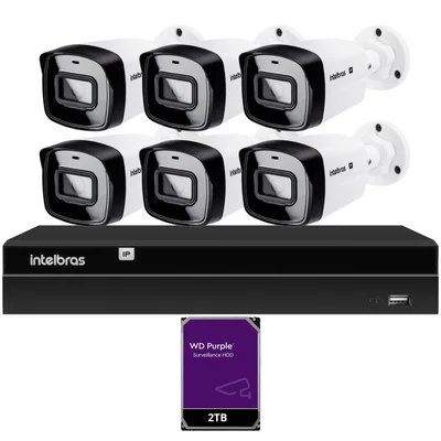 Kit Cftv 6 Câmeras Ip Intelbras Nvd 1408p Hd 2TB Purple
