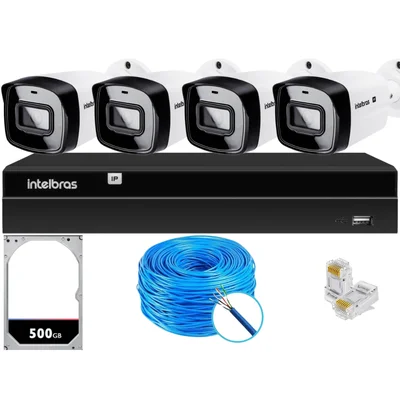 Kit 4 Câmeras Ip Vipc Intelbras Nvd 1404p Hd 500gb