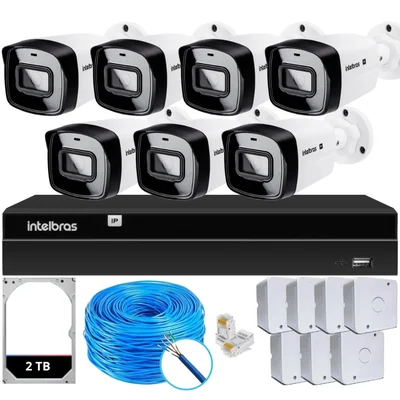 Kit Cftv 7 Câmeras Ip Vipc 1230b Intelbras Nvd 1408p Hd 2TB