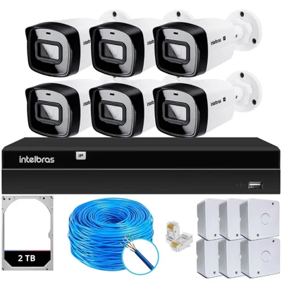 Kit Cftv 6 Câmeras Ip Vipc Intelbras Nvd 1408p Hd 2TB
