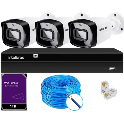 Kit 3 Câmeras Ip Vipc Intelbras Nvd 1404p Hd 1TB Purple
