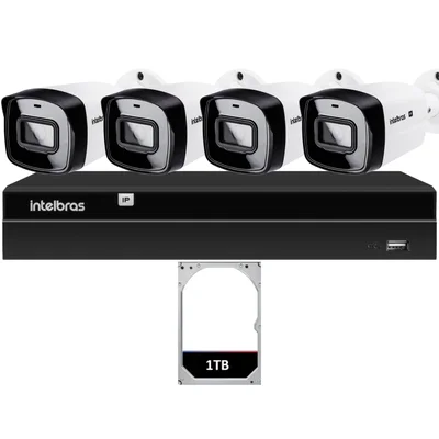 Kit 4 Câmeras Ip Vipc 1230b Intelbras Nvd 1404p Hd 1TB