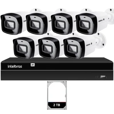 Kit Cftv 7 Câmeras Ip Intelbras Nvd 1408p Hd 2TB