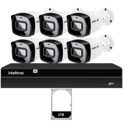 Kit Cftv 6 Câmeras Ip Intelbras Nvd 1408p Hd 1TB