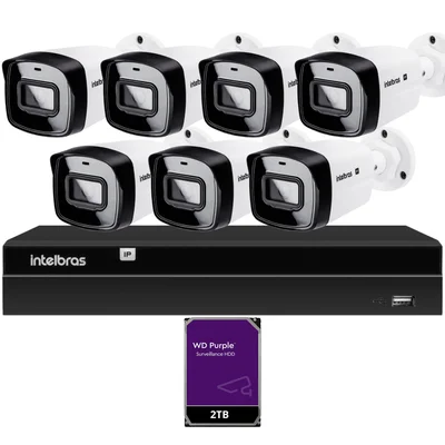 Kit Cftv 7 Câmeras Ip Intelbras Nvd 1408p Hd 2TB Purple
