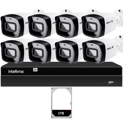 Kit 8 Câmeras Ip Vipc 1230b Intelbras Nvd 1408p Hd 1TB