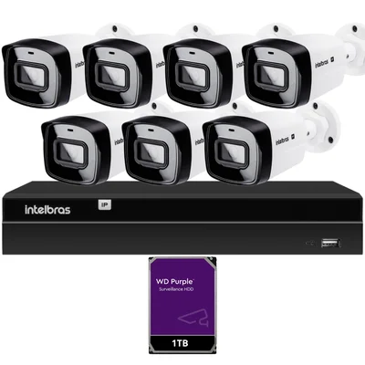 Kit Cftv 7 Câmeras Ip Intelbras Nvd 1408p Hd 1TB Purple