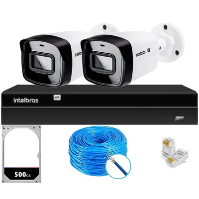 Kit 2 Câmeras Ip Vipc Intelbras Nvd 1404p Hd 500gb