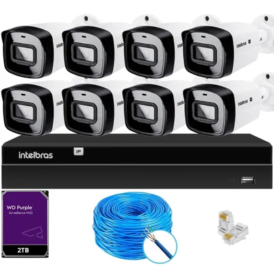 Kit 8 Câmeras Ip Vipc 1230b Intelbras Nvd 1408p Hd 2TB Purple