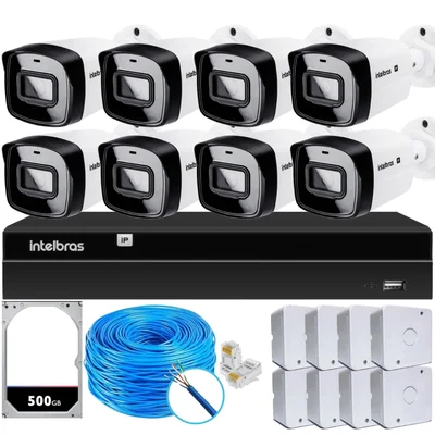 Kit 8 Câmeras Ip Vipc 1230b Intelbras Nvd 1408p Hd 500gb