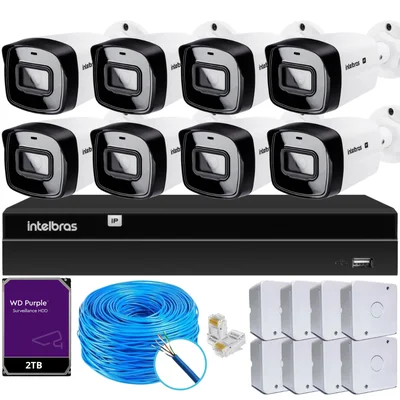 Kit 8 Câmeras Ip Vipc 1230b Intelbras Nvd 1408p Hd 2TB Purple
