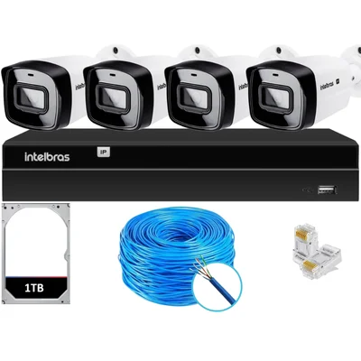 Kit 4 Câmeras Ip Vipc Intelbras Nvd 1404p Hd 1TB