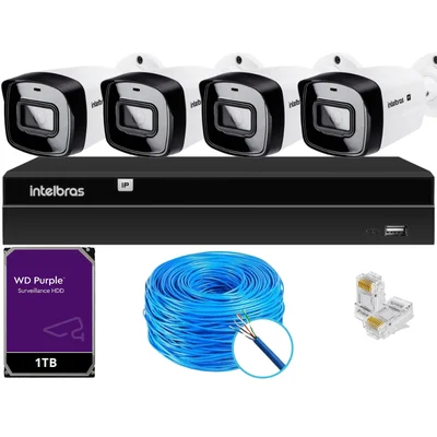 Kit 4 Câmeras Ip Vipc 1230b Intelbras Nvd 1404p Hd 1TB Purple