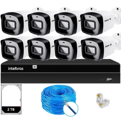 Kit 8 Câmeras Ip Vipc 1230b Intelbras Nvd 1408p Hd 2TB