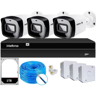 Kit 3 Câmeras Ip Vipc Intelbras Nvd 1404p Hd 1TB