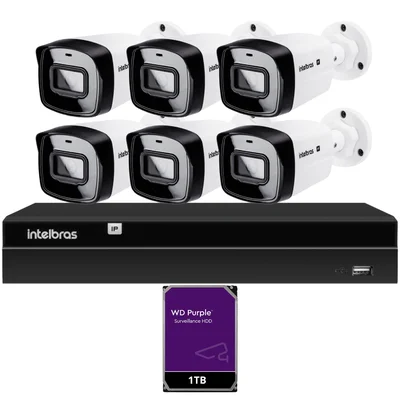 Kit Cftv 6 Câmeras Ip Intelbras Nvd 1408p Hd 1TB Purple