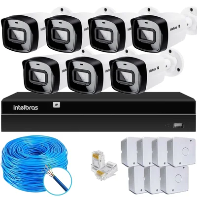 Kit Cftv 7 Câmeras Ip Intelbras Nvd 1408p S/hd