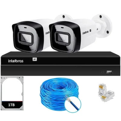 Kit 2 Câmeras Ip Vipc Intelbras Nvd 1404p Hd 1TB