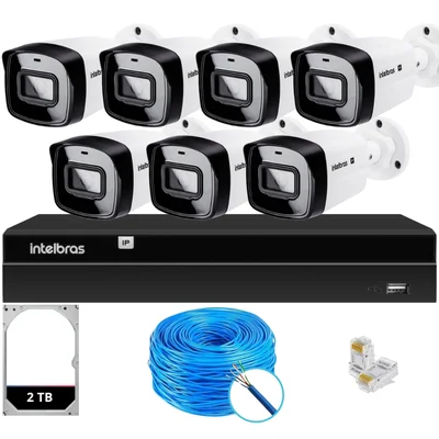 Kit Cftv 7 Câmeras Ip Vipc 1230b Intelbras Nvd 1408p Hd 2TB