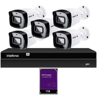 Kit Nvr Intelbras Nvd 1408p Hd 1TB Purple 5 Câmeras Ip Vipc