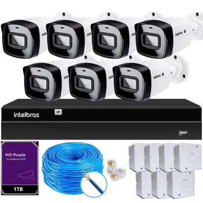 Kit Cftv 7 Câmeras Ip Vipc 1230b Intelbras Nvd 1408p Hd 1TB Purple