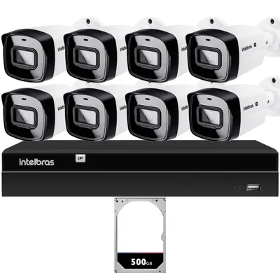 Kit 8 Câmeras Ip Vipc 1230b Intelbras Nvd 1408p Hd 500gb