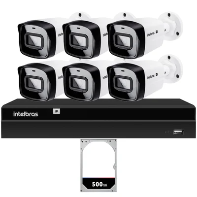 Kit Cftv 6 Câmeras Ip Intelbras Nvd 1408p Hd 500gb
