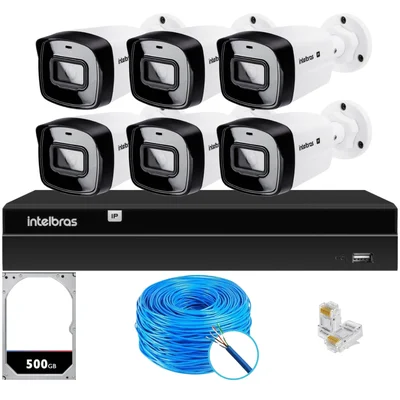 Kit Cftv Intelbras Nvd 1408p 6 Câmeras Ip E Hd 500gb
