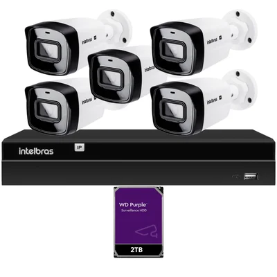 Kit Nvr Intelbras Nvd 1408p Hd 2TB Purple 5 Câmeras Ip Vipc