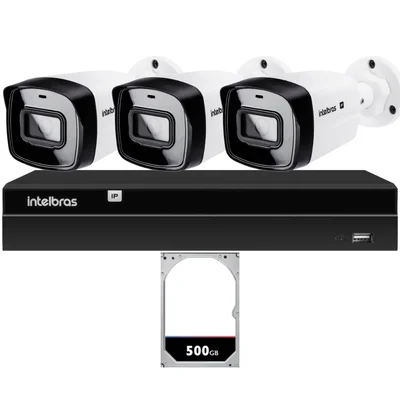 Kit 3 Câmeras Ip Vipc 1230b Intelbras Nvd 1404p Hd 500gb