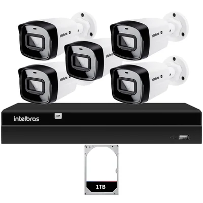 Kit Nvr Intelbras Nvd 1408p Poe Hd 1t 5 Câmeras Ip Vipc Full