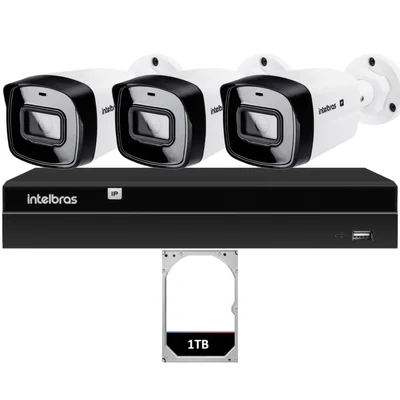 Kit 3 Câmeras Ip Vipc 1230b Intelbras Nvd 1404p Hd 1TB