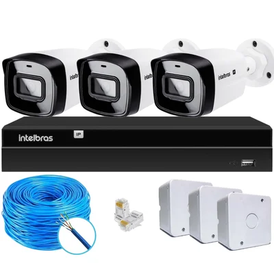 Kit Cftv 3 Câmeras Ip Vipc 1230b Intelbras Nvd 1404p S/hd